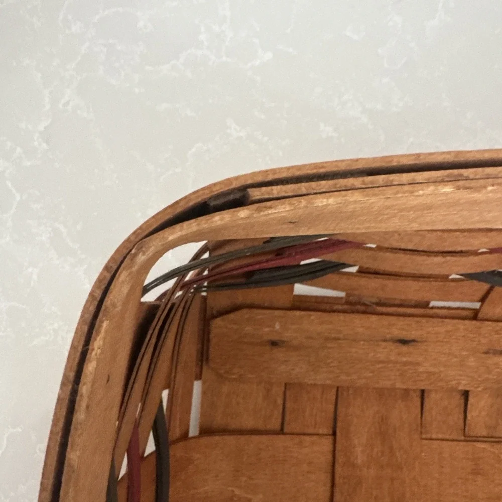 Vintage Longaberger Basket‎ Size 14.5 Inch With Red, Blue, Green Rectangle 1994